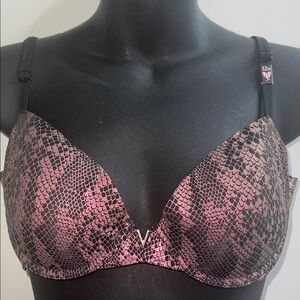 Victoria’s Secret New NWT Pink and Black Snake Print Bra lined Demi 32D